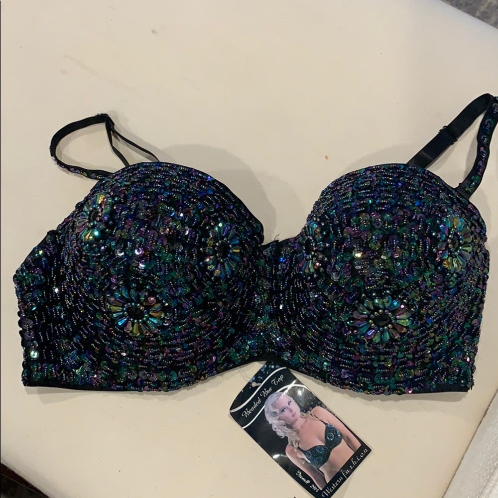 Beaded Bra Top Plus 38/40 cup size D